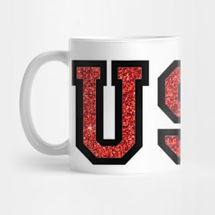 USA Red Glitter Mug